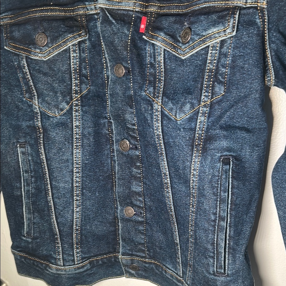 Levi's Dark Blue Classic Denim Jacket with Embroidery NBA 1785 NWT Small - Picture 6 of 8
